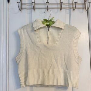 Cream Sleeveless Knit Top